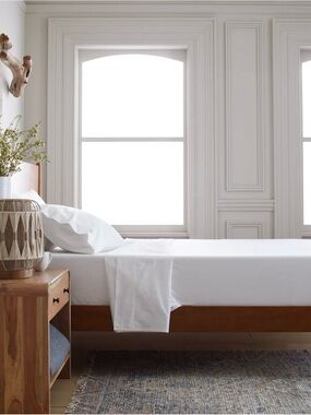 Quince 100% Organic Brushed Cotton Sheet Set Cal King White New
